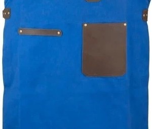 Delantal de Lona Azul con Bolsillos de Cuero para Uniforme de Personal de Restaurante o Bar - Product Image 3