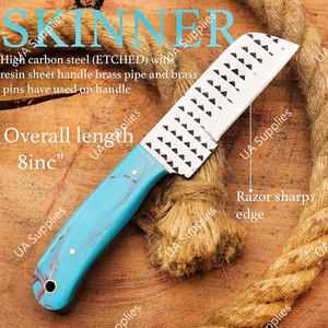 Couteau de chasse et de camping 8 pouces, fait main, en acier, avec lame pleine et manche en résine, à dos droit, pour cowboy, boucher de bœufs, vente en gros - Product Image 2