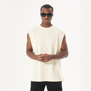 เสื้อกล้ามโอเวอร์ไซส์ผู้ชาย ทรงหลวม ไหล่ตก ผ้าฝ้าย ไม่มีแขน เสื้อยืดออกกำลังกาย เรียบง่าย ใส่สบาย ระบายอากาศดี เหมาะสำหรับฤดูร้อน ชุดลำลองสำหรับผู้ชาย - Product Image 4