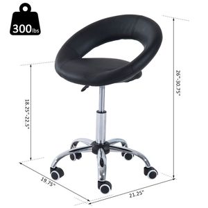 <b>Adjustable</b> <b>Height</b> Rolling Salon <b>Stool</b> Round Faux Leather Office <b>Stool</b> with Wheels - Product Image 4