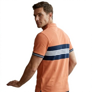 Camisa Polo a Rayas Naranja y Azul Marino para Hombre – Uniforme Deportivo Personalizado al por Mayor, Fabricante OEM - Product Image 2