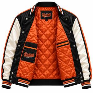 Blouson universitaire unisexe avec lettres brodées, style décontracté, coupe classique, simple boutonnage, col montant, pour l'hiver, veste de sport - Product Image 4