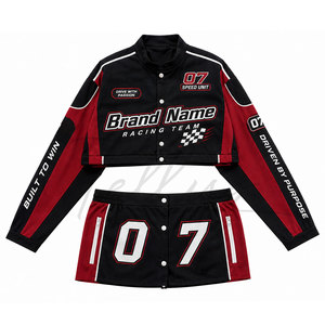 ชุดเซ็ตเสื้อแจ็คเก็ตครอปและกางเกงขาสั้นสำหรับผู้หญิง รุ่น Windbreaker Cropprd Racing เหมาะสำหรับฤดูร้อน - Product Image 1