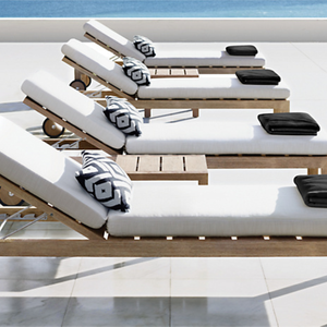 Chaise longue contemporaine en teck avec roulettes, dossier réglable, minimaliste, pour extérieur, piscine, mobilier de resort - Product Image 2