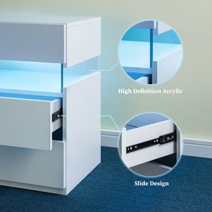 Comodini LED RGB a 16 colori con 3 cassetti, comò bianco e mobili da comodino per camera da letto e soggiorno, tavolini colorati - Product Image 4