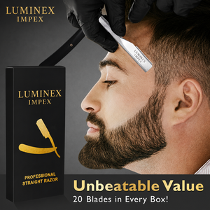 Navaja de Afeitar Recta Vintage Luminex Impex con Mango de Concha de Abulón y Acero al Carbono, Lista para Usar en Barberías y Salones - Product Image 1