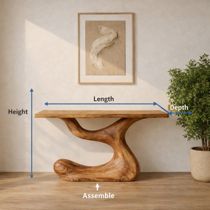 Table console en bois massif moderne et écologique pour salon, hôtel, école et salle à manger - Design unique, meubles en bois - Product Image 5