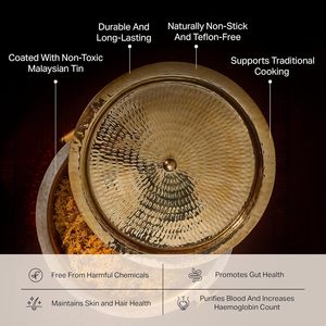 Brass Lagan 6L Stainless Steel Covered Lid 100% Pure Brass Degchi Biryani Handi Stainless Steel Handle Aluminum Alloy Hand Grip - Product Image 5