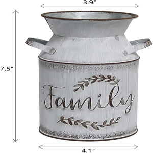 Galvanized Milk Can with Greetings, Antique Retro Vase Metal Planter Rustic Vintage Primitive Flower Holder Farmhouse Planter - Product Image 4