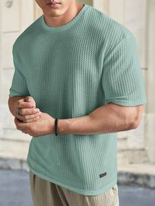 T-shirt pour homme en coton lourd, col rond, manches courtes, personnalisable avec logo et lettres, décontracté, 100 % coton - Product Image 4
