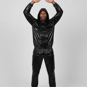 Ensemble de combinaison de sauna unisexe OEM, taille élastique, extensible dans quatre directions, respirant, pour le sport, le fitness, la combustion des graisses et l'entraînement musculaire - Product Image 1