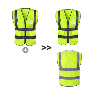 Gilet de sécurité haute visibilité certifié EN, résistant aux acides, en polyester, réfléchissant, avec fermeture éclair, poches, unisexe, pour travaux de construction et utilisation routière - Product Image 3