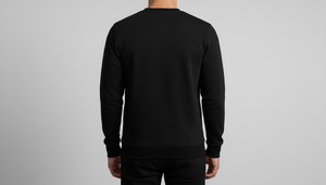 Custom Mens Black Sweatshirt Cotton Fleece Crewneck Pullover Long Sleeve Casual Training Gym Wear Winter Sweatshirt Wholesale - Product Image 2
