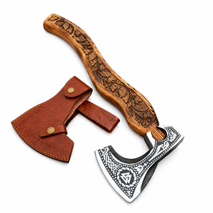 Edge Master Viking Hatchet Engraved Valkyrie Pattern Bearded Carbon Steel Blade Wood <b>Handle</b> Industria <b>Axe</b> Head 18 Handmade - Product Image 1