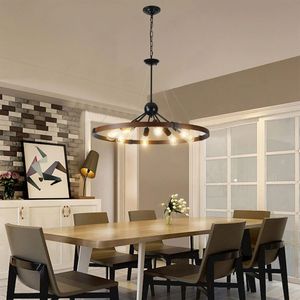 8-<b>Light</b> Retro Farmhouse Chandelier Walnut & Black Iron Finish Kitchen/Living/Dining <b>Rooms</b> No Bulbs Included New SKU W1340P206642 - Product Image 1