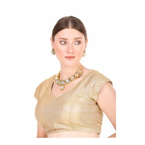 Ensemble collier et boucles d'oreilles en imitation perle plaqué or, bijoux de fête classiques pour femmes, ensembles de bijoux tendance, forme goutte d'eau - Product Image 3