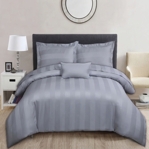Silver Satin Bedding Set T-250 Satin 100% Cotton Solid Woven Breathable All-Season Simple Style Home Use - Product Image 2