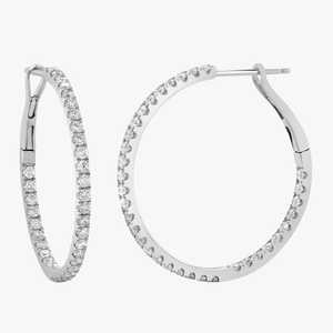 Pendientes de Aro de Oro de 14K con Diamante Cultivado en Laboratorio de Corte Redondo, Aros Grandes Minimalistas Clásicos Franceses de 10K para Uso Diario - Product Image 3