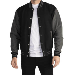 Men's Tonal Black Charcoal Varsity Jacket Two Tone Heavyweight Letterman Baseball Style Streetwear Customized Wholesale <b>Coats</b> - Product Image 1