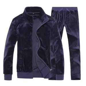 Ensemble de survêtement en velours personnalisé pour homme, manches longues, poids lourd, vêtements de sport décontractés, unisexe - Product Image 2