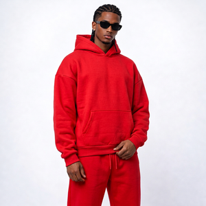 Sudaderas con capucha unisex ecológicas al por mayor, estilo urbano, de 550 g/m² de algodón polar, corte holgado, con detalle bordado en la manga para etiquetas de ropa - Product Image 3