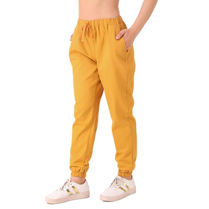 Joggers d'été légers jaune moutarde pour femmes, avec cordon de serrage élastique aux poignets, vente en gros, coupe tendance européenne - Product Image 3
