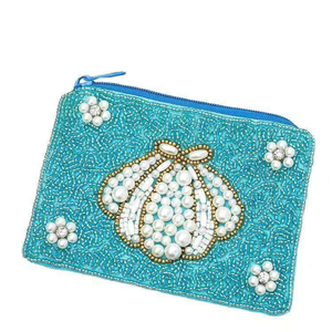 Preppy Beaded Eco-Friendly Summer Coin Purse Pouch Vintage <b>Lady</b> Fashion Wallet Zipper Detachable Strap Flowers - Product Image 4