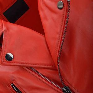 High Quality Custom <b>Men's</b> Winter Red <b>Leather</b> <b>Jacket</b> Genuine Cowhide Sheep <b>Leather</b> with Button Formal Style <b>jacket</b> for <b>men</b> - Product Image 5