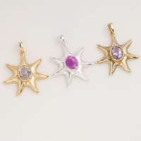 Pendentif Étoile de Mer en Améthyste Naturelle, Laiton Doré, Style Bohème Chrétien, Inspiré de l'Océan, Fait Main, Pierre Précieuse de Créateur, Cadeau Unique pour