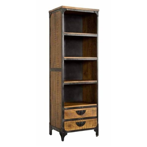 Étagère minimaliste en bois avec 5 étagères et 2 tiroirs, bibliothèque portable autoportante pour salon, meubles de maison - Product Image 1