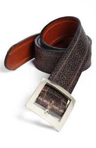 Achetez en ligne une ceinture en cuir véritable avec boucle noire, boucle en métal résistante à la rouille, ceintures de style décontracté pour hommes. - Product Image 4