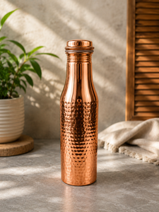 Copper Water Bottle Hexagon Pattern Reusable Travel <b>Mug</b> Single Wall Adults Oriental Design Eco-Friendly Screw-On Cap - Product Image 1