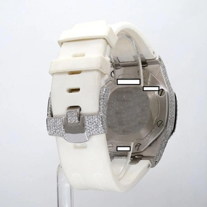 Luxury Men's Stainless Steel <b>Chronograph</b> Watch Moissanite Bezel Rubber Band Quartz Movement SAPPHIRE Crystal Dial - Product Image 4