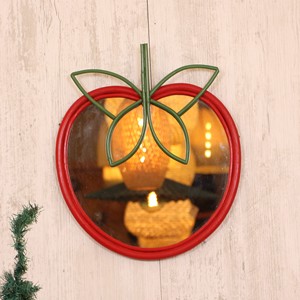 Best Selling Rattan <b>Mirror</b> Apple Shape Wall Decor Handmade Natural Frame Eco Friendly Sustainable Wholesale Bulk OEM Supplier - Product Image 1