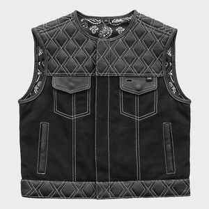 Chaleco de Cuero para Motociclista, Diseño Personalizado con Acolchado de Diamantes, Estilo Hunt Club - Product Image 1