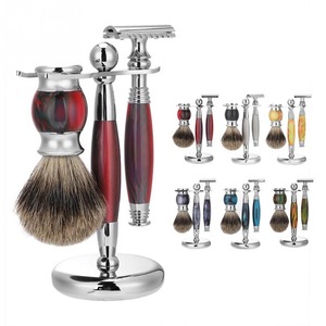 Kit de Afeitado para Hombre con Cepillo de Nylon Sintético y Mango de Bambú/Metal, Más Vendido - Product Image 1