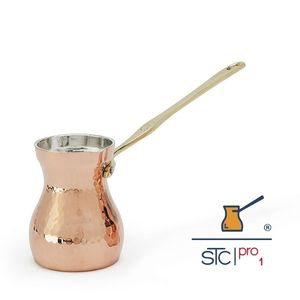 Cafetera de Cobre Hecha a Mano de Primera Calidad con Mango Largo Decorativo para Preparación Turca, Árabe y Griega, Utensilio de Cocina y Servicio - Product Image 2