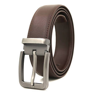 Cinturón de Cuero Genuino para Hombre, Color Sólido, Hebilla de Acero Rectangular, Estilo Casual, Duradero - Product Image 3