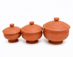 Terracotta <b>Clay</b> Lid <b>Set</b> 3 Natural Brown Uncoated Eco-Friendly Non-Stick Anti-Slip Country Style Cookware Covers for Gas Cooker - Product Image 4