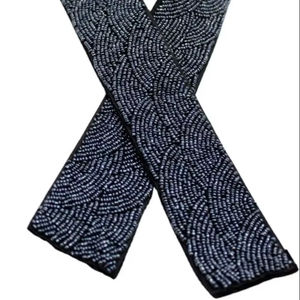 Ceinture grise perlée avec broderie de perles de verre, ruban de couture pour robe, accessoire en tissu à motif festonné - Product Image 1