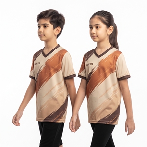 Camiseta Deportiva Sublimada Personalizada con Cuello en V para Jóvenes, Jersey Estampado Unisex para Niños y Niñas, Tops Casuales de Manga Corta, Ropa al por Mayor - Product Image 3
