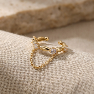 14K Gold <b>Cuff</b> <b>Earrings</b> with Round Brilliant Cut Diamond Minimalist Dainty Design for Cartilage Piercing (Helix) - Product Image 6