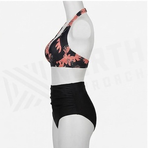 Ensemble de bikini à imprimé floral pour femmes, bas à taille haute, en Spandex et Polyester, maillot de bain extensible, maillot de bain deux pièces - Product Image 3