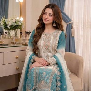 Digital Print Hand Embroidery Cotton Chinon Top Palazzo Set Dupatta Summer Winter Quick Dry Party Wear Wholesale Aarika Textiles - Product Image 3