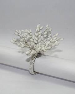 Made in India <b>Crystal</b> Bearded Eco-Friendly Napkin Rings Round Shape White Wedding - Product Image 1