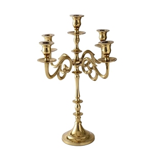 Ornate Baroque Gold 5 Arm Metal Candelabra Centerpiece Candle Holder Stand for Wedding Dining <b>Table</b> Party Home Decor - Product Image 3