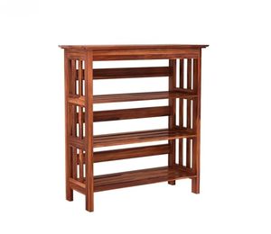 Zapatero de Madera Maciza de Sheesham de 3 Niveles con Asiento, Ahorra Espacio, para la Entrada del Hogar - Product Image 2