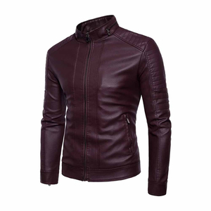 Full Sleeve Custom Logo 2026 Latest Design Men Leather <b>Jacket</b> with <b>Canvas</b> Stand Collar for Casual Wear in Low Prices - Product Image 3