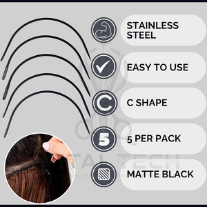 Agujas de acero inoxidable con revestimiento negro para tejer cabello, con curva en C, de alta resistencia y ojo grande, herramientas de costura para extensiones de trama y trenzas. - Product Image 2