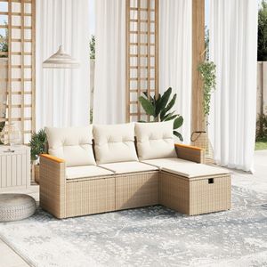 Conjunto de Sofás de Jardín en Beige y Blanco Crema - Product Image 1